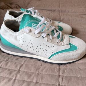 P448 White and Teal Sneakers